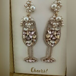 Christian Siriano Gold and Multi Color Champagne Glass Earrings